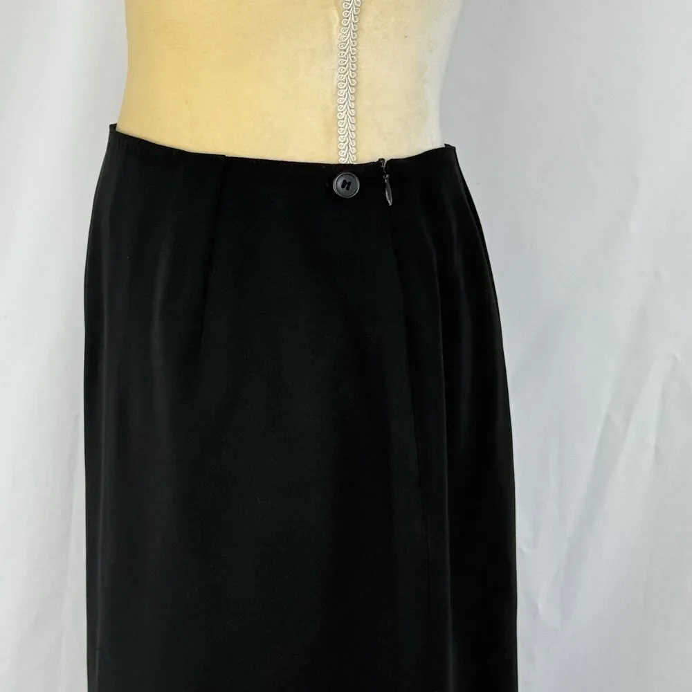 Jones New York Vintage Triacetate Pencil Straight Slit Career Skirt Size 8 Black